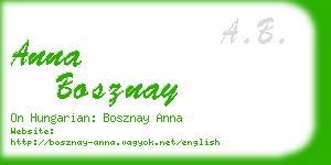 anna bosznay business card